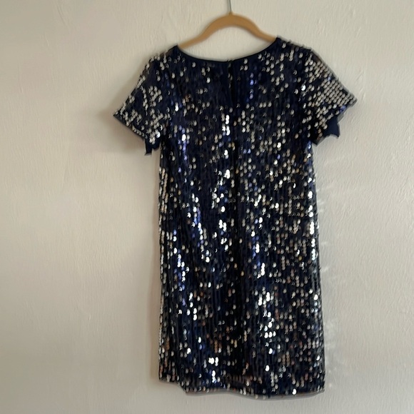 Sheer Navy Blue Whimsagoth Fairy Dress W/ Silver Sequins All Over Size Small - Picture 3 of 6